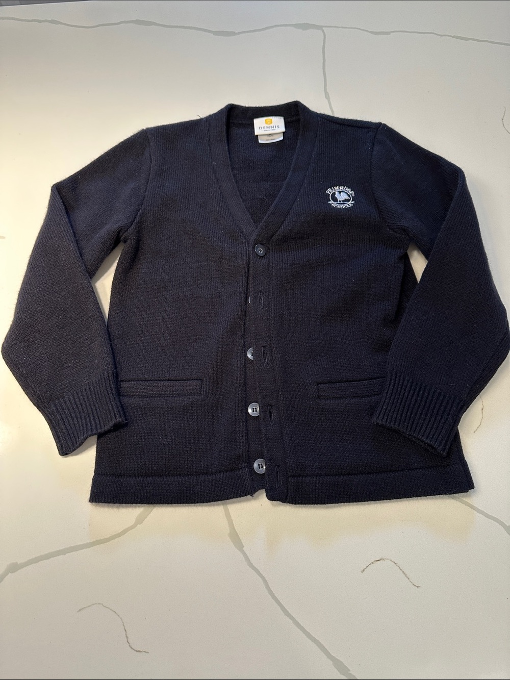Dennis primrose school uniform cardigan sweater navy white S